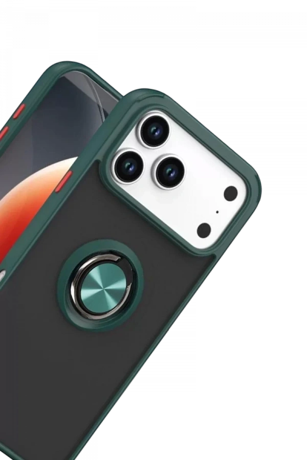 Apple iPhone 17 Pro Montreal Yüzüklü Silikon Kapak - Yeşil