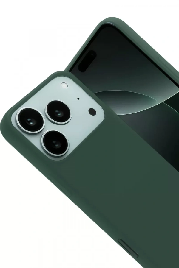 Apple iPhone 17 Pro Nano içi Kadife Silikon - Koyu Yeşil