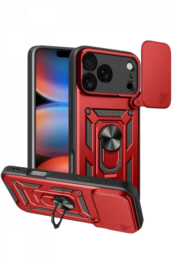Apple iPhone 17 Pro Pars Lens Yüzüklü Silikon - Kırmızı