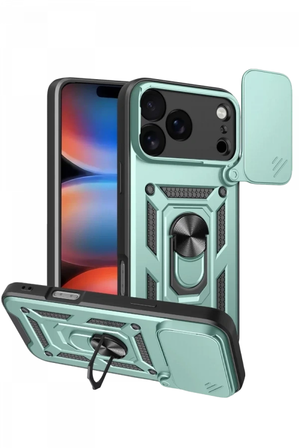 Apple iPhone 17 Pro Pars Lens Yüzüklü Silikon - Yeşil