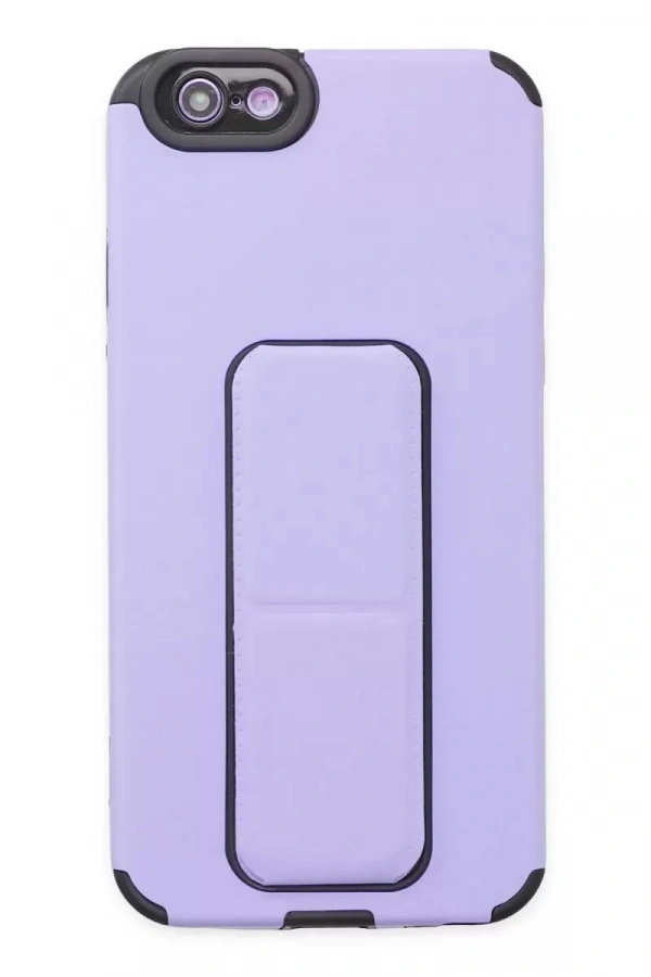 Apple iPhone 6 Kılıf Mega Standlı Silikon - Lila