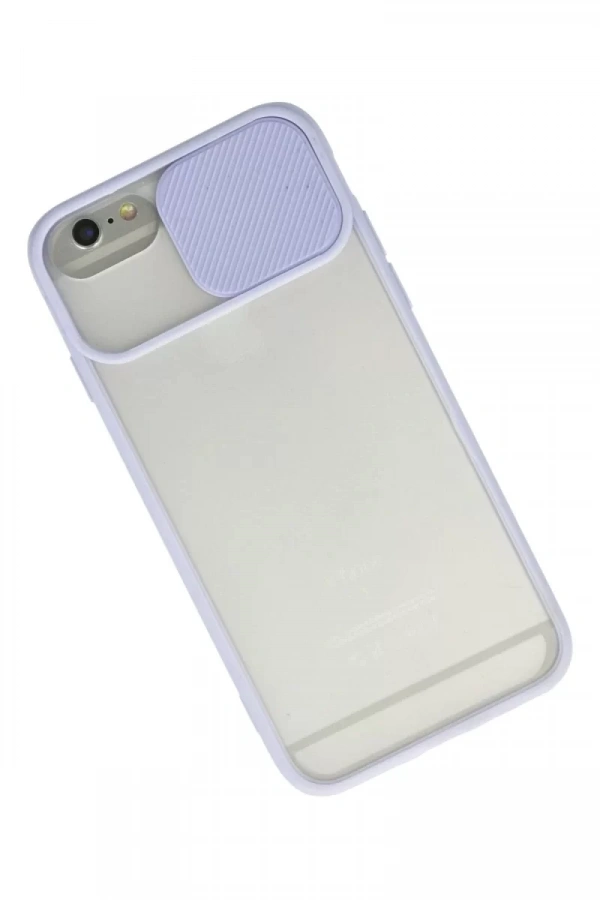 Apple iPhone 6 Kılıf Palm Buzlu Kamera Sürgülü Silikon - Lila