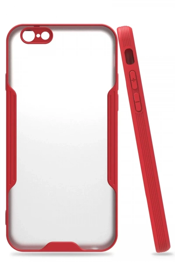 Apple iPhone 6 Kılıf Platin Silikon - Kırmızı