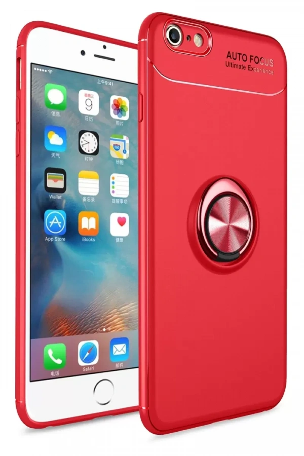 Apple iPhone 6 Kılıf Range Yüzüklü Silikon - Kırmızı