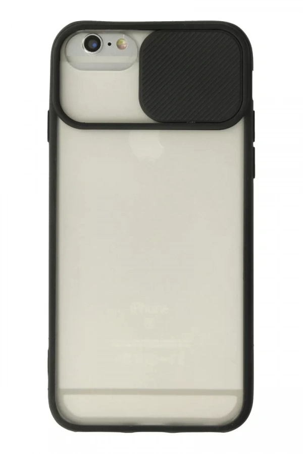 Apple iPhone 6 Plus Kılıf Palm Buzlu Kamera Sürgülü Silikon - Siyah