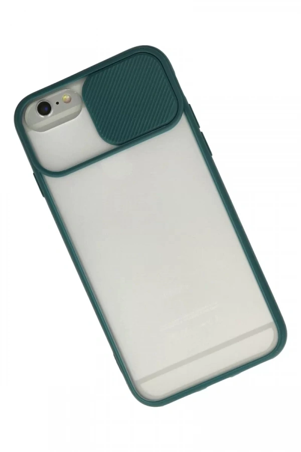 Apple iPhone 6 Plus Kılıf Palm Buzlu Kamera Sürgülü Silikon - Yeşil