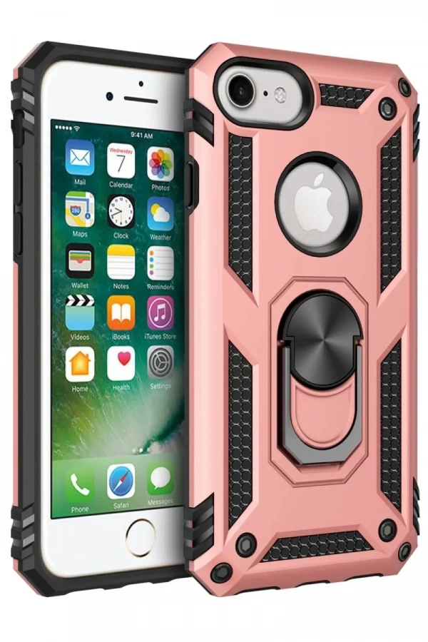 Apple iPhone 7 Kılıf Sofya Yüzüklü Silikon Kapak - Rose