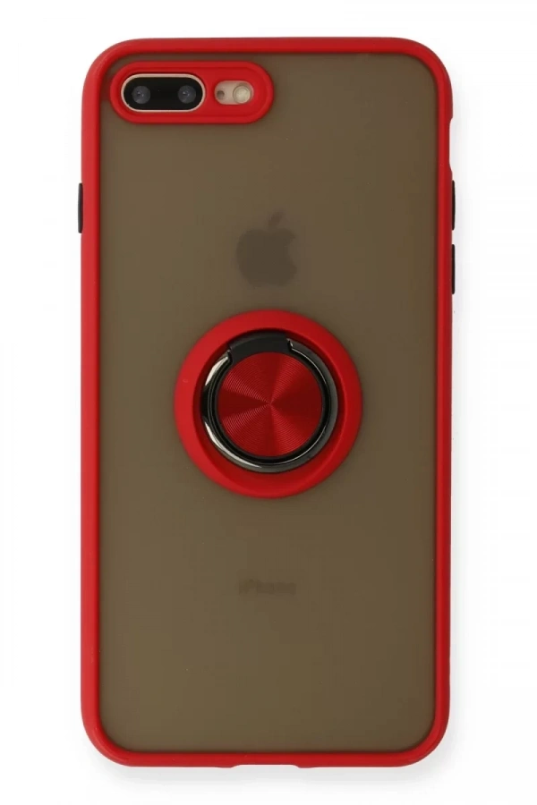 Apple iPhone 7 Plus Kılıf Montreal Yüzüklü Silikon Kapak - Kırmızı