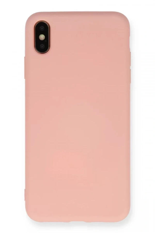 Apple iPhone X Kılıf Nano içi Kadife Silikon - Pudra