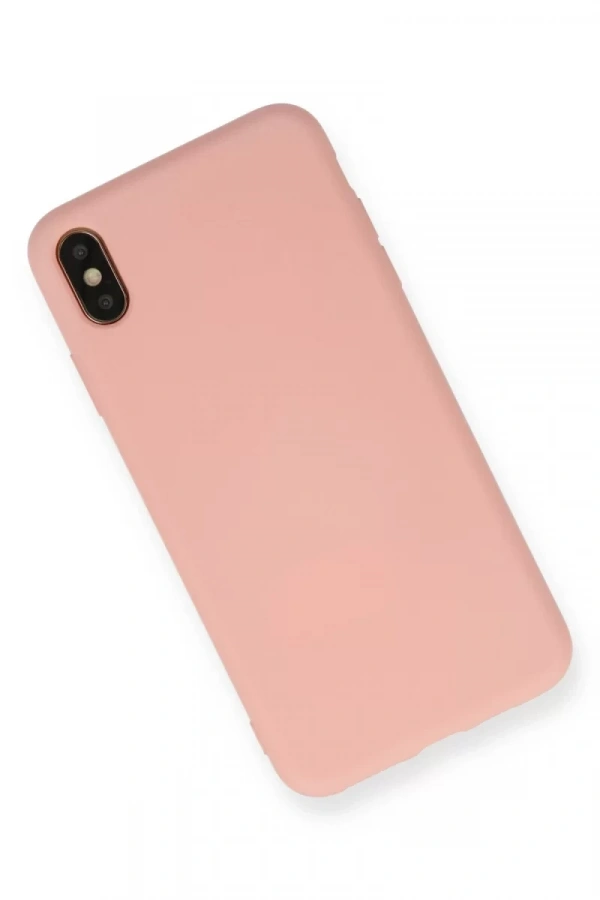 Apple iPhone X Kılıf Nano içi Kadife Silikon - Pudra