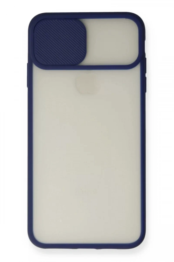Apple iPhone X Kılıf Palm Buzlu Kamera Sürgülü Silikon - Lacivert