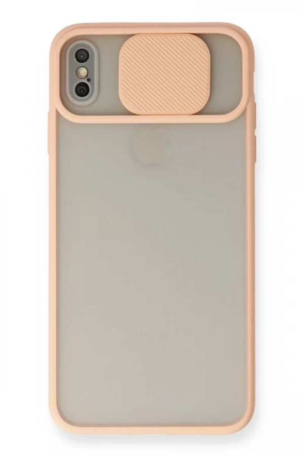 Apple iPhone X Kılıf Palm Buzlu Kamera Sürgülü Silikon - Pembe