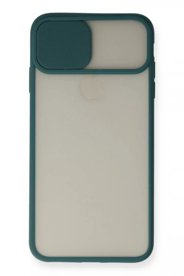 Apple iPhone X Kılıf Palm Buzlu Kamera Sürgülü Silikon - Yeşil