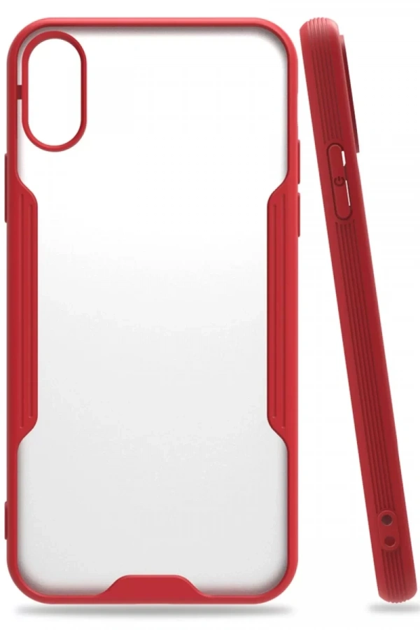 Apple iPhone X Kılıf Platin Silikon - Kırmızı