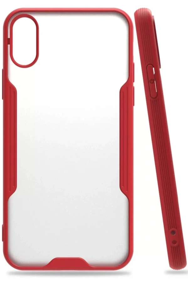Apple iPhone X Kılıf Platin Silikon - Kırmızı
