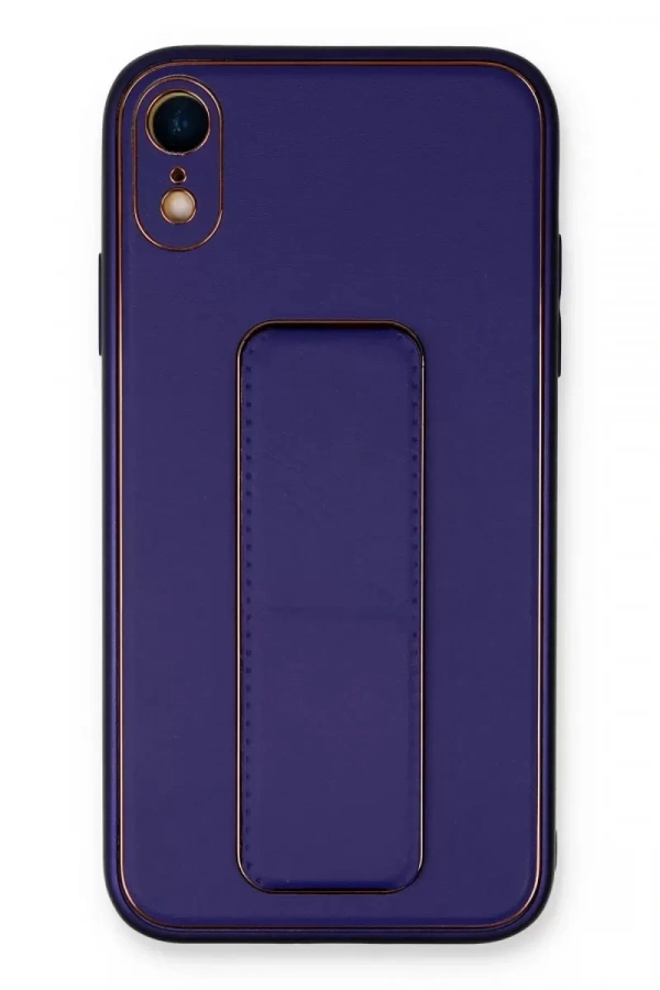 Apple iPhone XR Kılıf Coco Deri Standlı Kapak - Mor