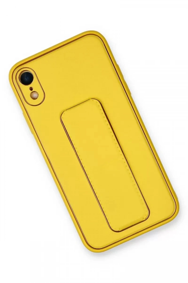 Apple iPhone XR Kılıf Coco Deri Standlı Kapak - Sarı