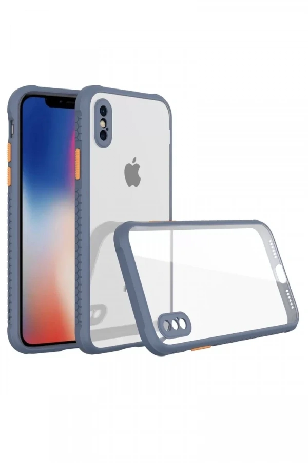 Apple iPhone XS Max Kılıf Miami Şeffaf Silikon - Gri