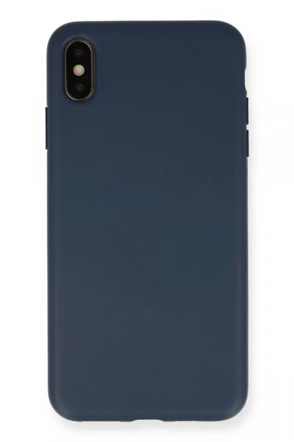 Apple iPhone XS Max Kılıf Nano içi Kadife Silikon - Lacivert