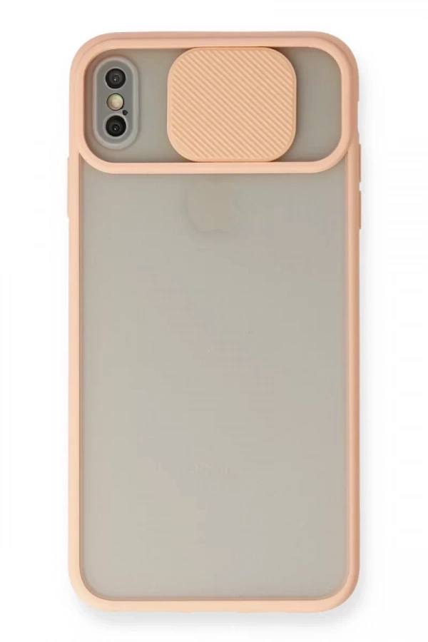 Apple iPhone XS Max Kılıf Palm Buzlu Kamera Sürgülü Silikon - Pembe