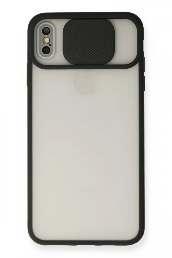 Apple iPhone XS Max Kılıf Palm Buzlu Kamera Sürgülü Silikon - Siyah