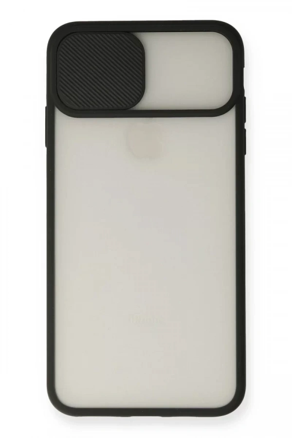 Apple iPhone XS Max Kılıf Palm Buzlu Kamera Sürgülü Silikon - Siyah