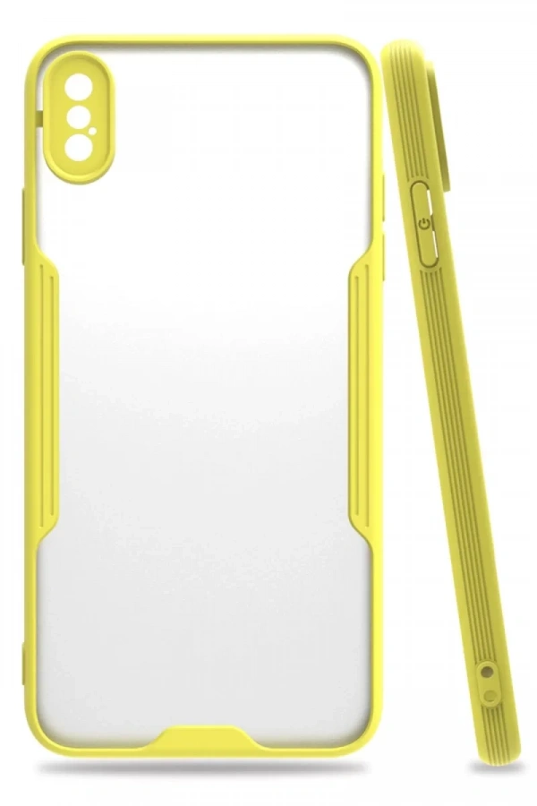 Apple iPhone XS Max Kılıf Platin Silikon - Sarı