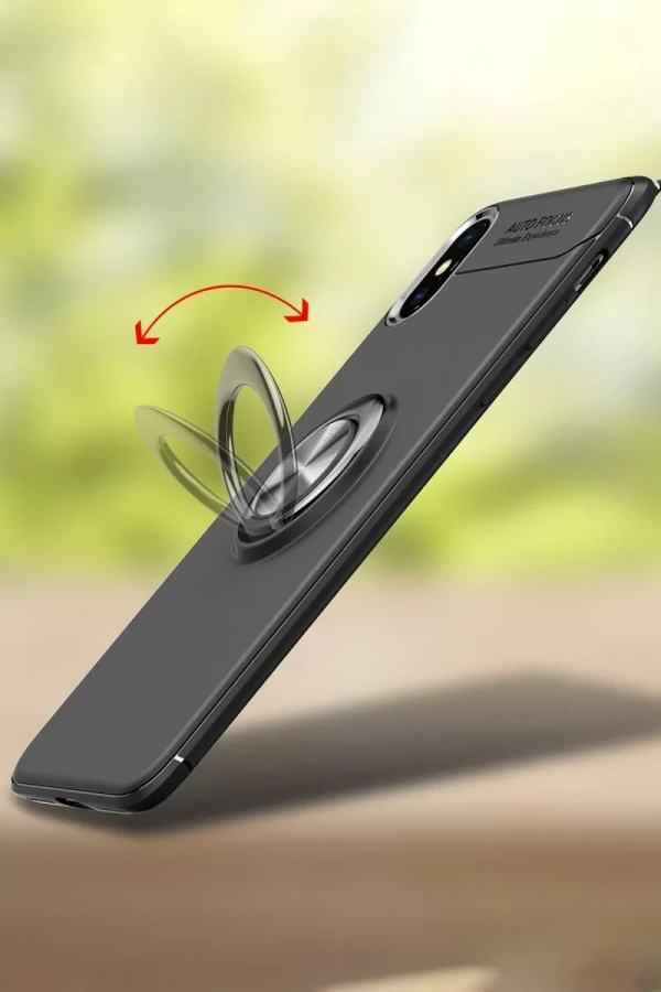 Apple iPhone XS Max Kılıf Range Yüzüklü Silikon - Mavi