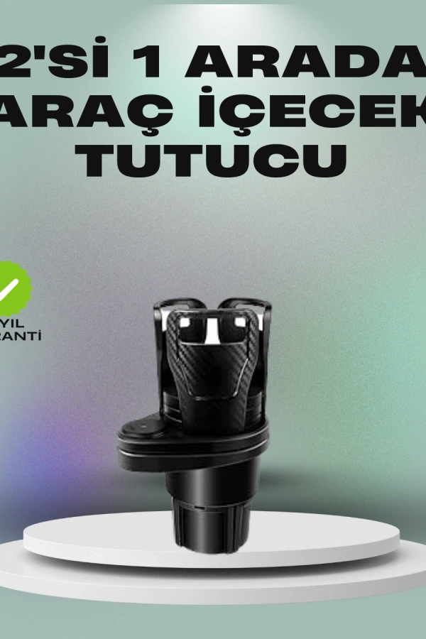 Araba Çift Bardak Tutucu 360° Dönebilen İkisi Bir Arada Ayarlanabilir