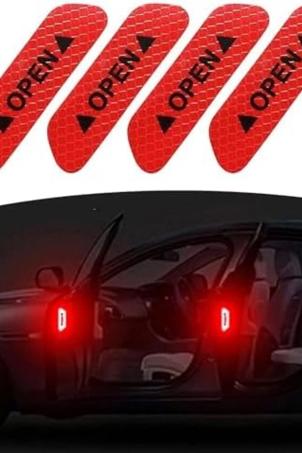 Araba Kapı Açık Uyarı Reflektörü Etiket Sticker 4lü 9.5x2.5cm Kırmızı