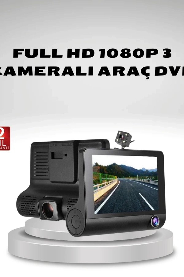 Araç Kamerası 3’lü Full HD DVR 1080P Gece Görüşlü ve G-Sensörlü