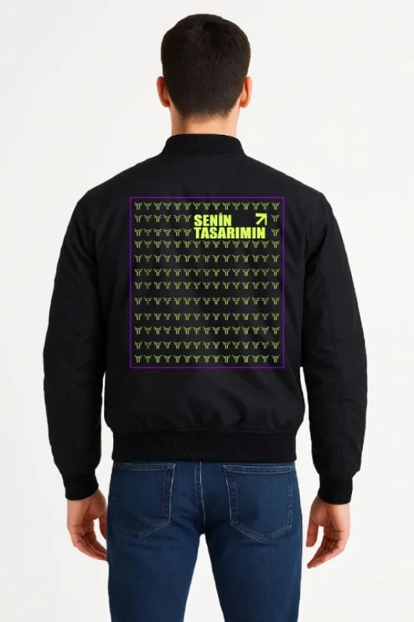 Arka Bomber Ceket - Siyah