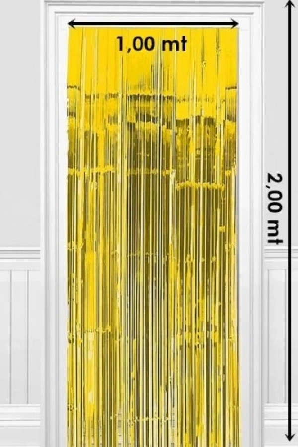 Arka Fon Perde Metalize Gold