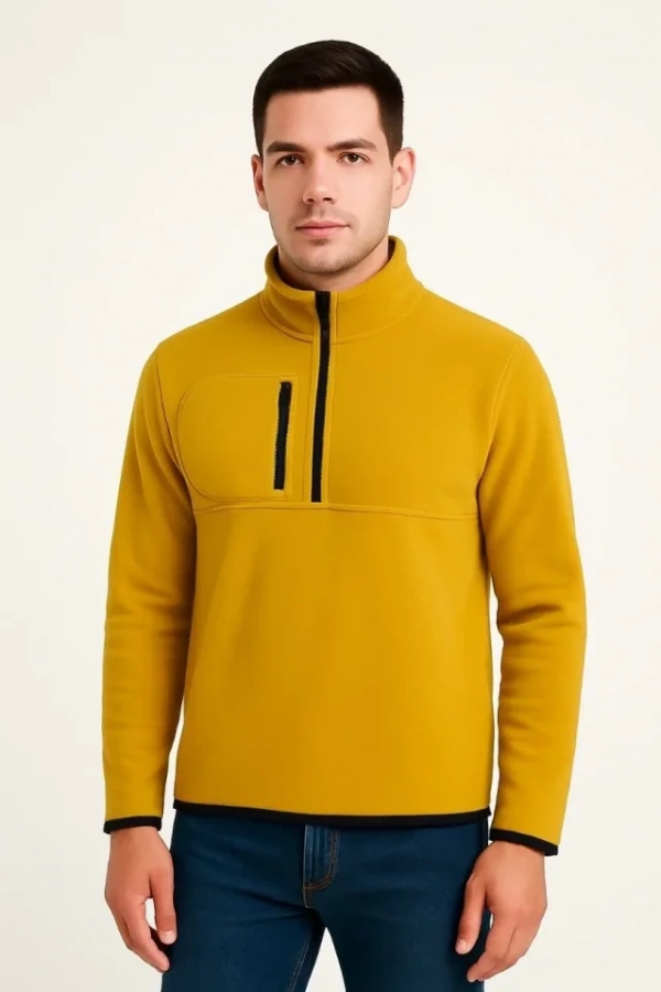 Arka Polar Kazak Dik Yaka - Sarı