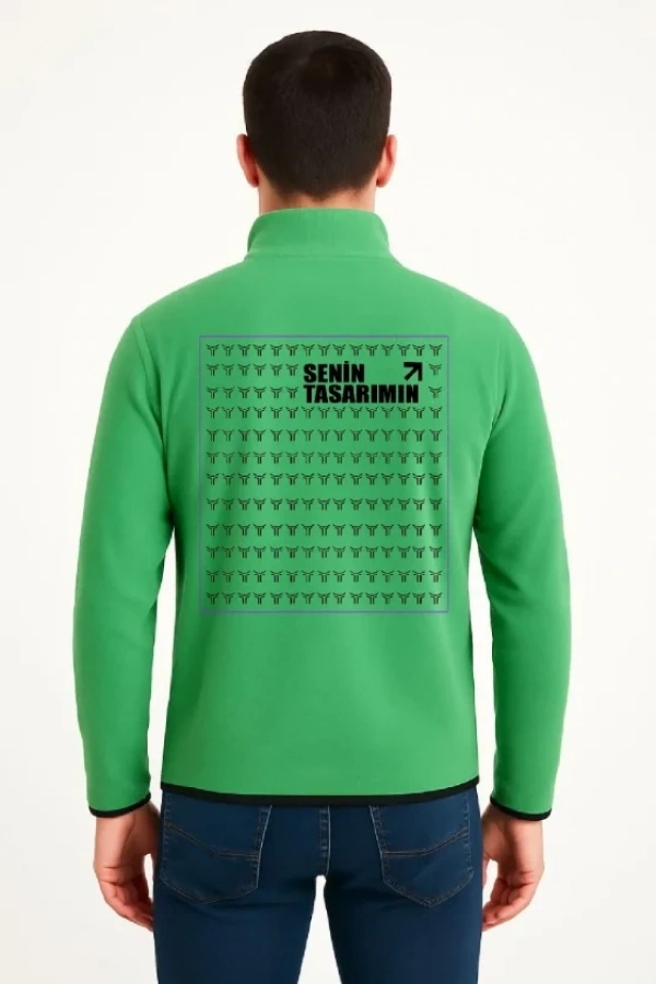 Arka Polar Kazak Dik Yaka - Yeşil