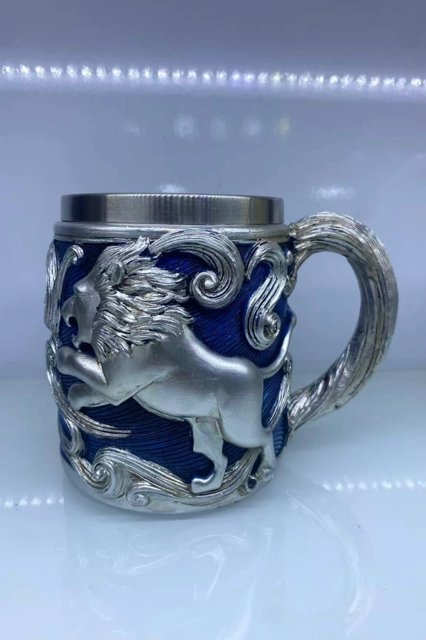 Aslan işlemeli Çelik Kupa Bardak Kod 6974