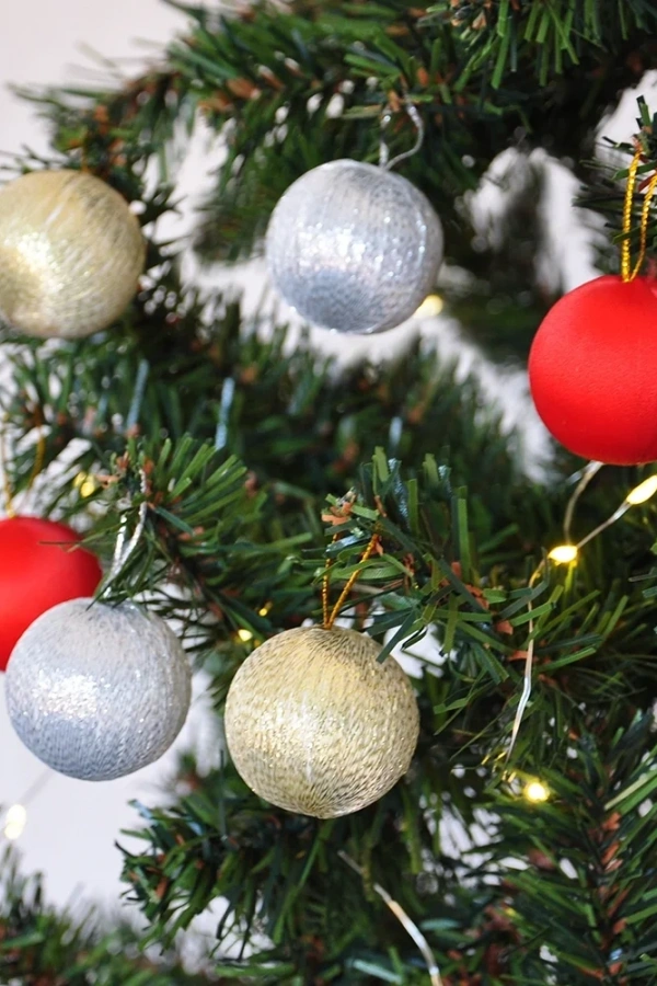 Asorti Simli Ağaç Süsleme Topları 6lı - 4cm -