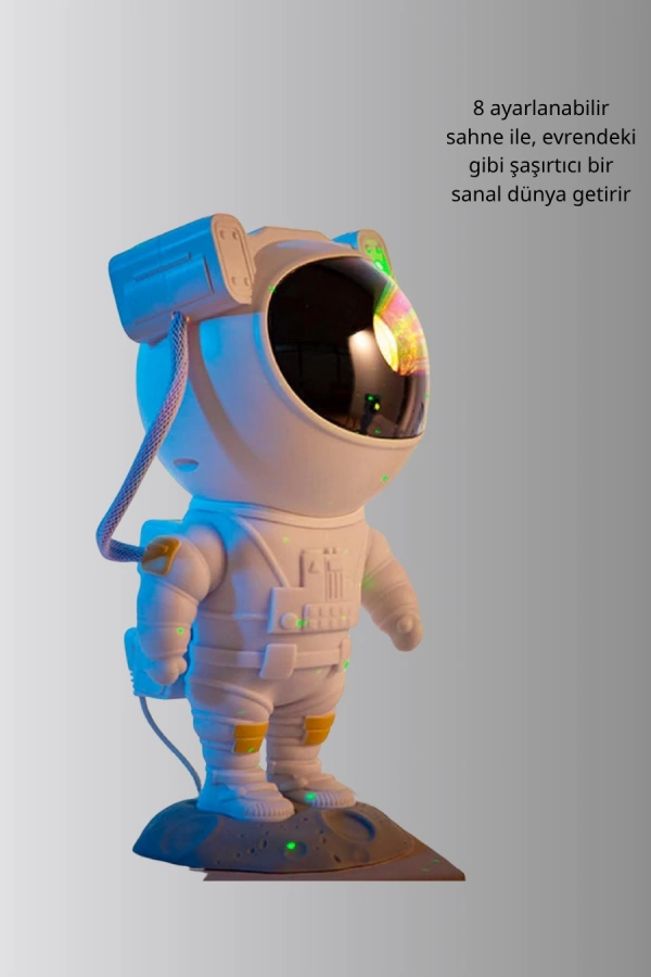 Astronot Şekilli Galaxy Projeksiyon Lambası Nebula Efektli Dekoratif Lamba