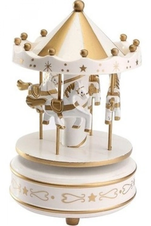 Atlı Karınca Müzik Kutusu Gold-Beyaz Renk