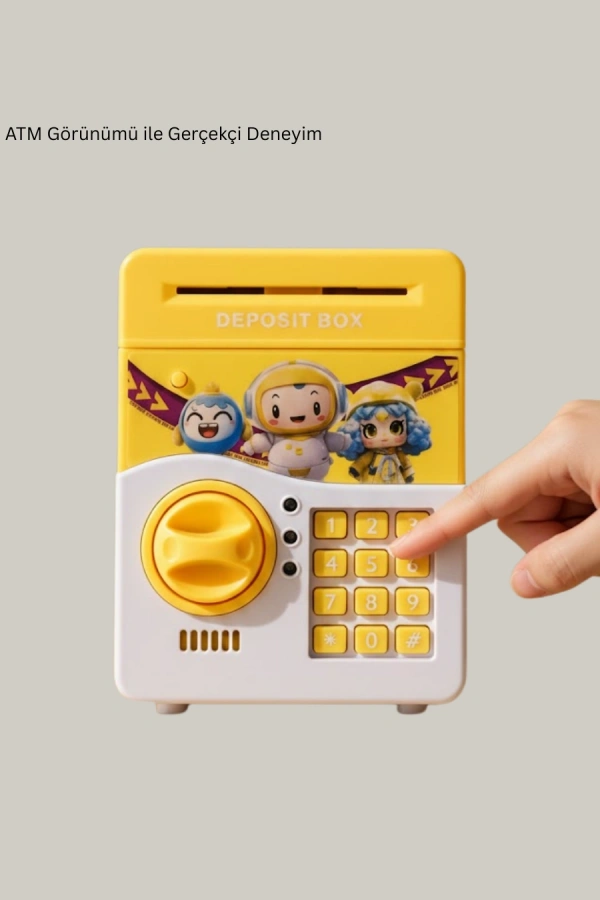 ATM Tasarımlı Sarı Işıklı Sesli Elektronik Kumbara
