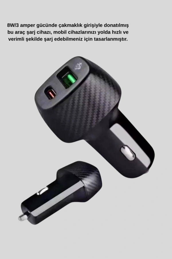 AUX Bluetooth Adaptör ve 38W Hızlı Araç Şarj Cihazı Seti