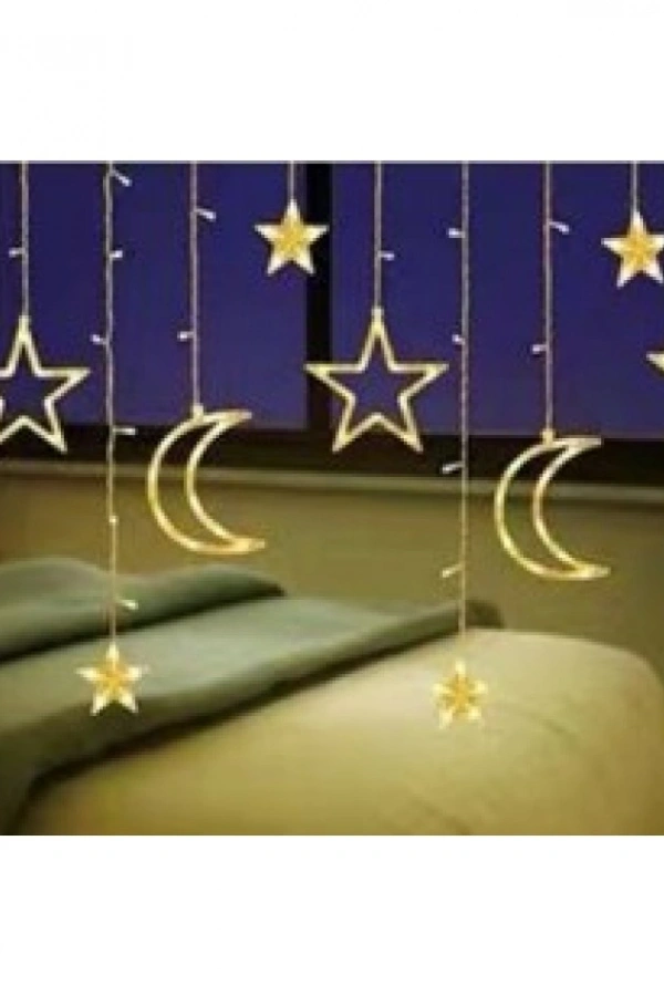 Ay Yıldız Perde Led Gün Işığı 12 Saçaklı