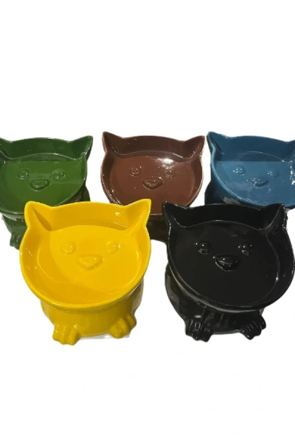 Ayaklı Kulaklı Seramik Mama Kabı