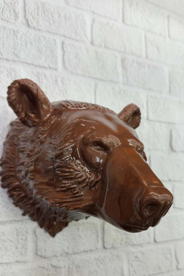 Ayı Başı Duvar Dekoru Modern Asılabilir Heykel 25x19 cm