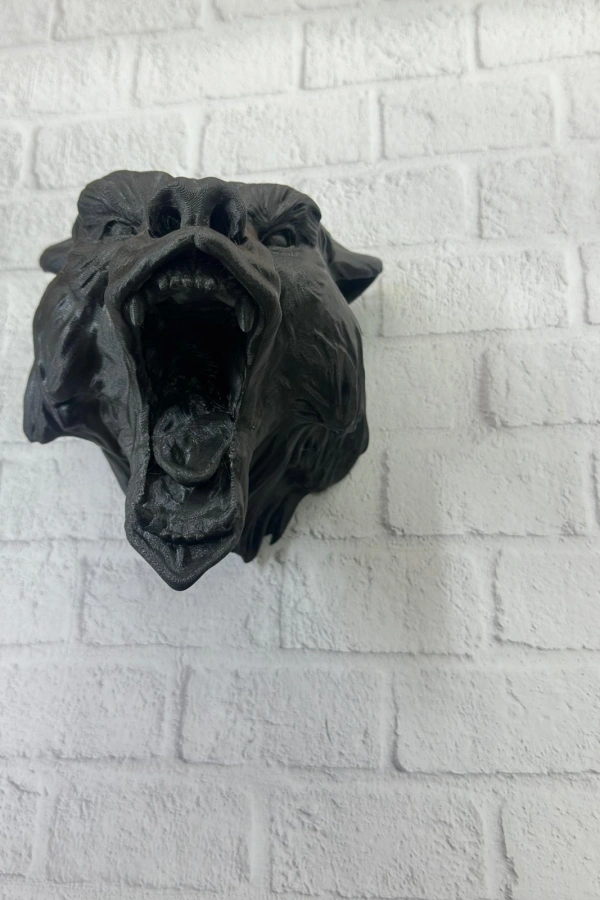 Ayı Tasarım Siyah 3D Duvar Heykeli