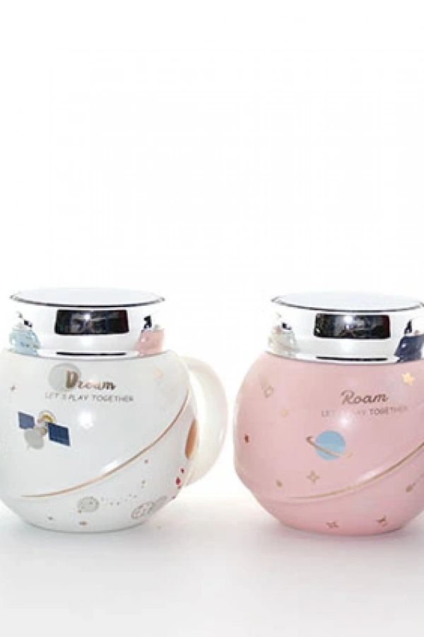 Ayna Kapaklı Astronot Tasarımlı Porselen Kupa Bardak