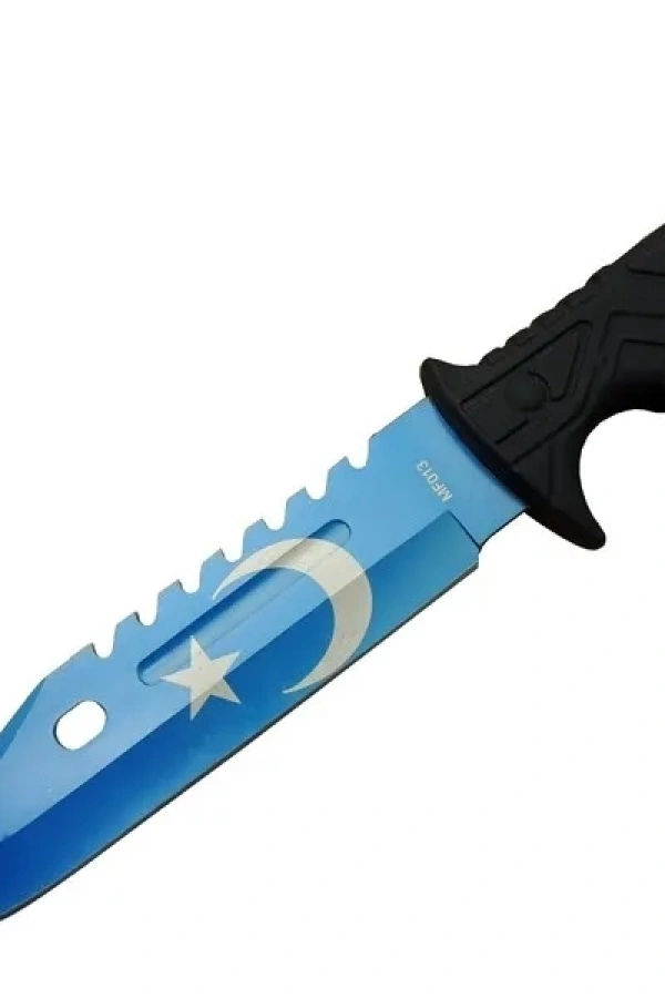 Ayyıldız MF013BL Mavi Av Bıçağı 31cm - Testere Detaylı Bıçak, Kılıflı, Plastik Sap