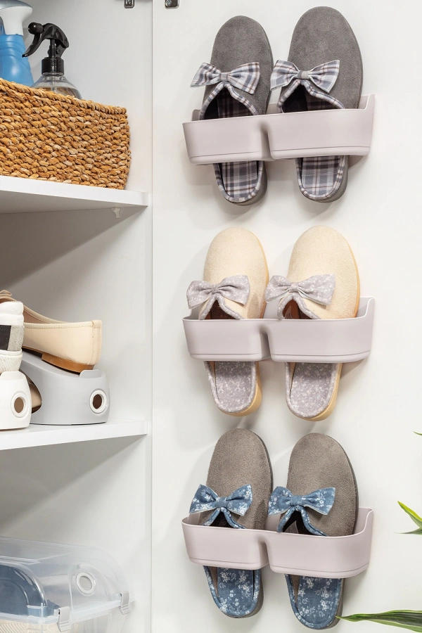 Banyo Terlik Tutucu - Kapı Arkası Pratik Raf - Terlik Tutucu Gri