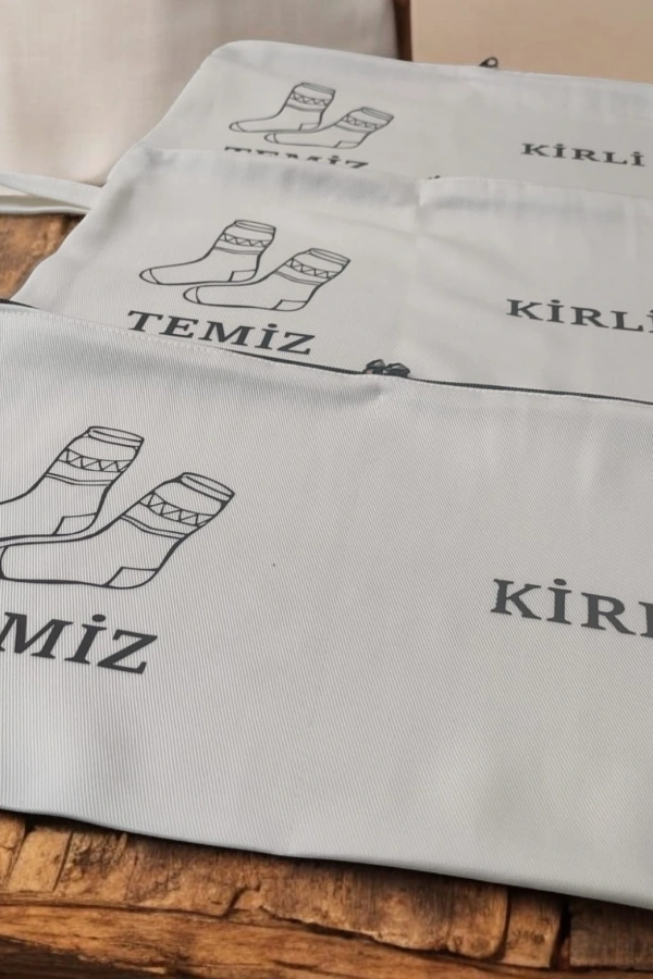Baskılı Kirli-Temiz Seyahat (Çorap) Torbası