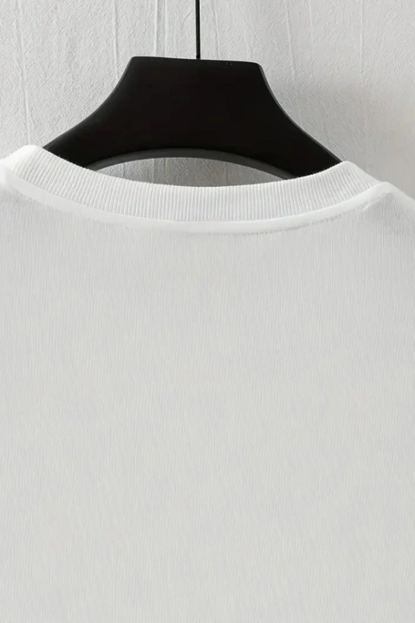 Baskılı Oversize Bisiklet Yaka T-shirt - Beyaz